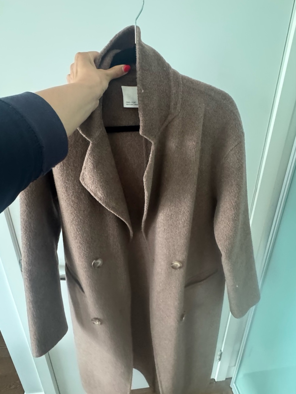 OAK + FORT Brown Double-Breasted Wool Pea Coat